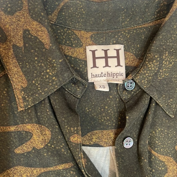 Haute Hippie Camo Dress tunic adjustable waist hidden buttons viscose size xs - Picture 4 of 10